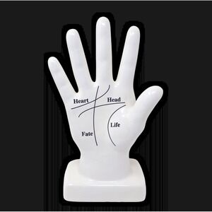 Ceramic Palmistry‎ Hand Figurine Fortune Teller Mystical Occult White Black